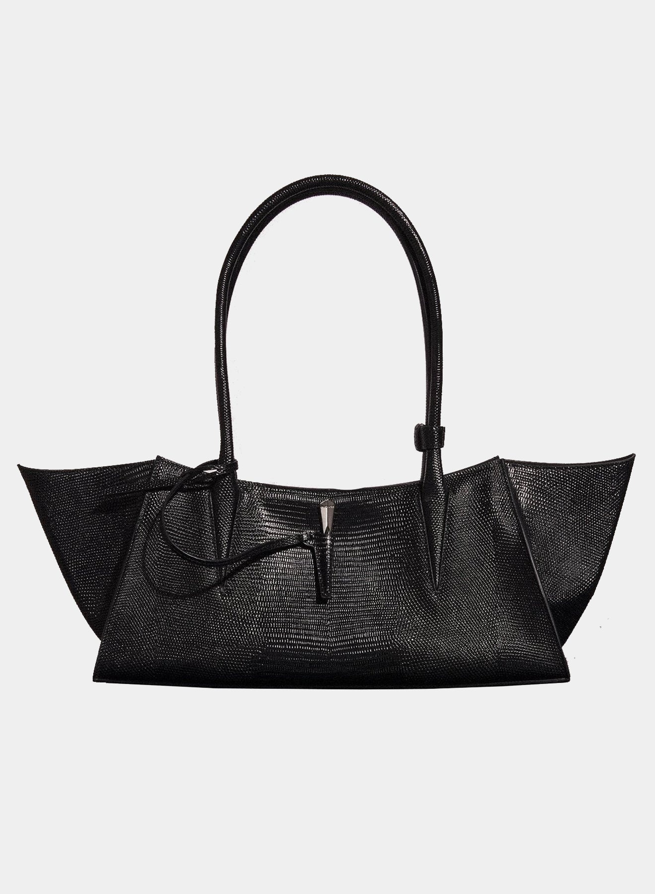 black embossed lizard leather fang bag - 7