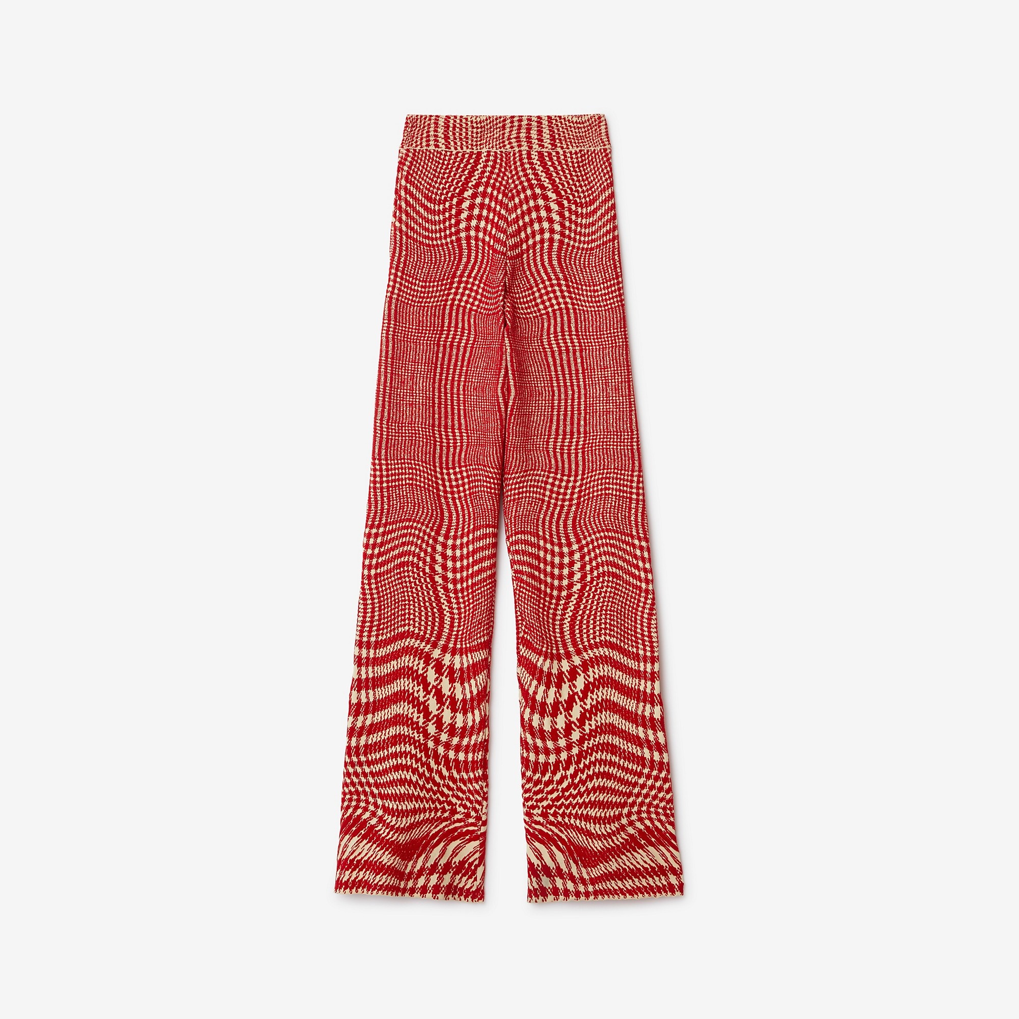 Warped Houndstooth Wool Blend Trousers - 5