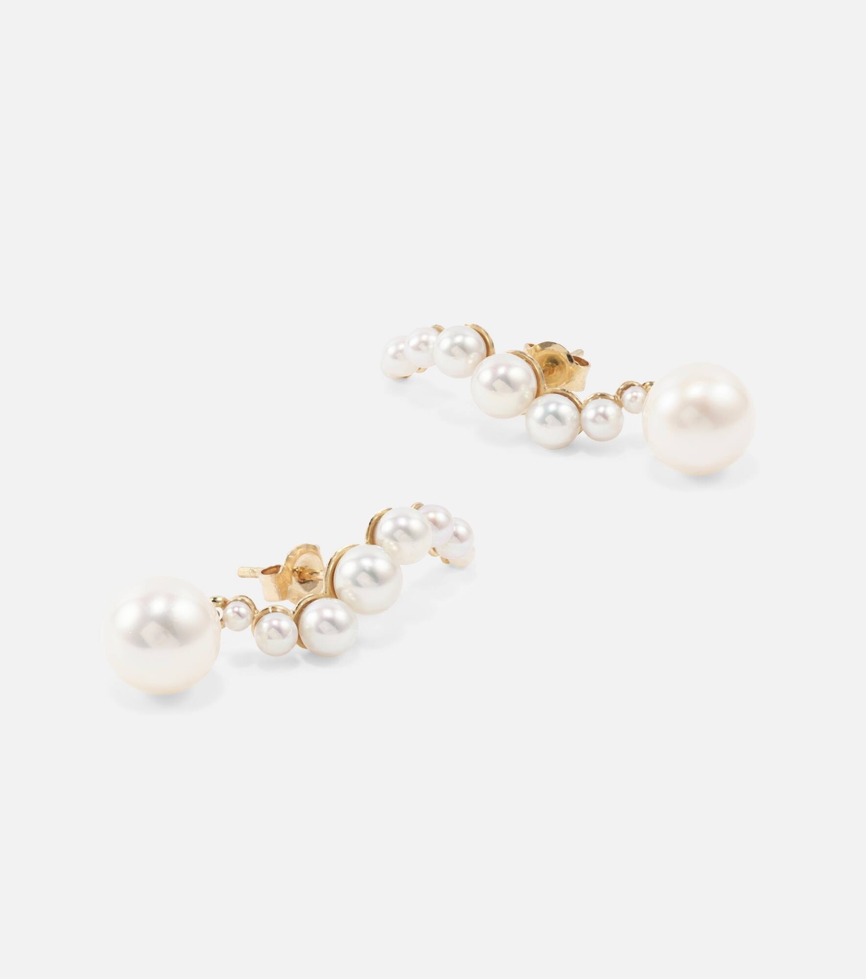 14kt gold drop earrings with pearls - 4