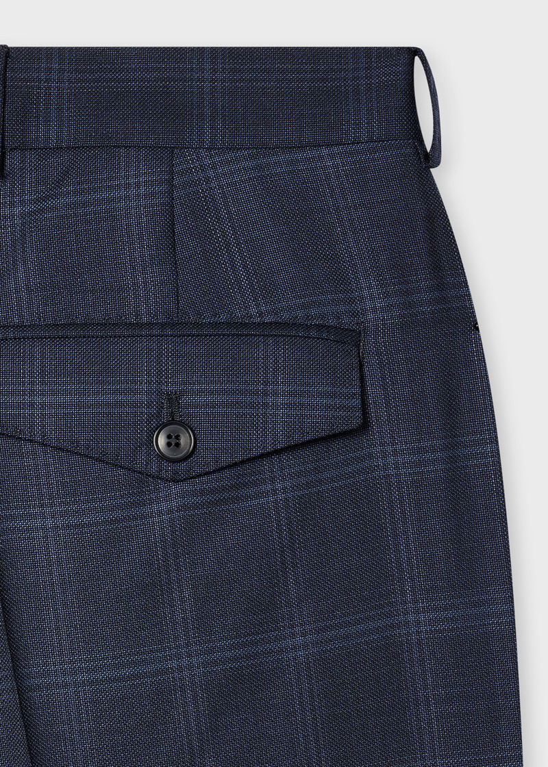 Paul Smith Straight-Fit Navy Wool Check Trousers outlook