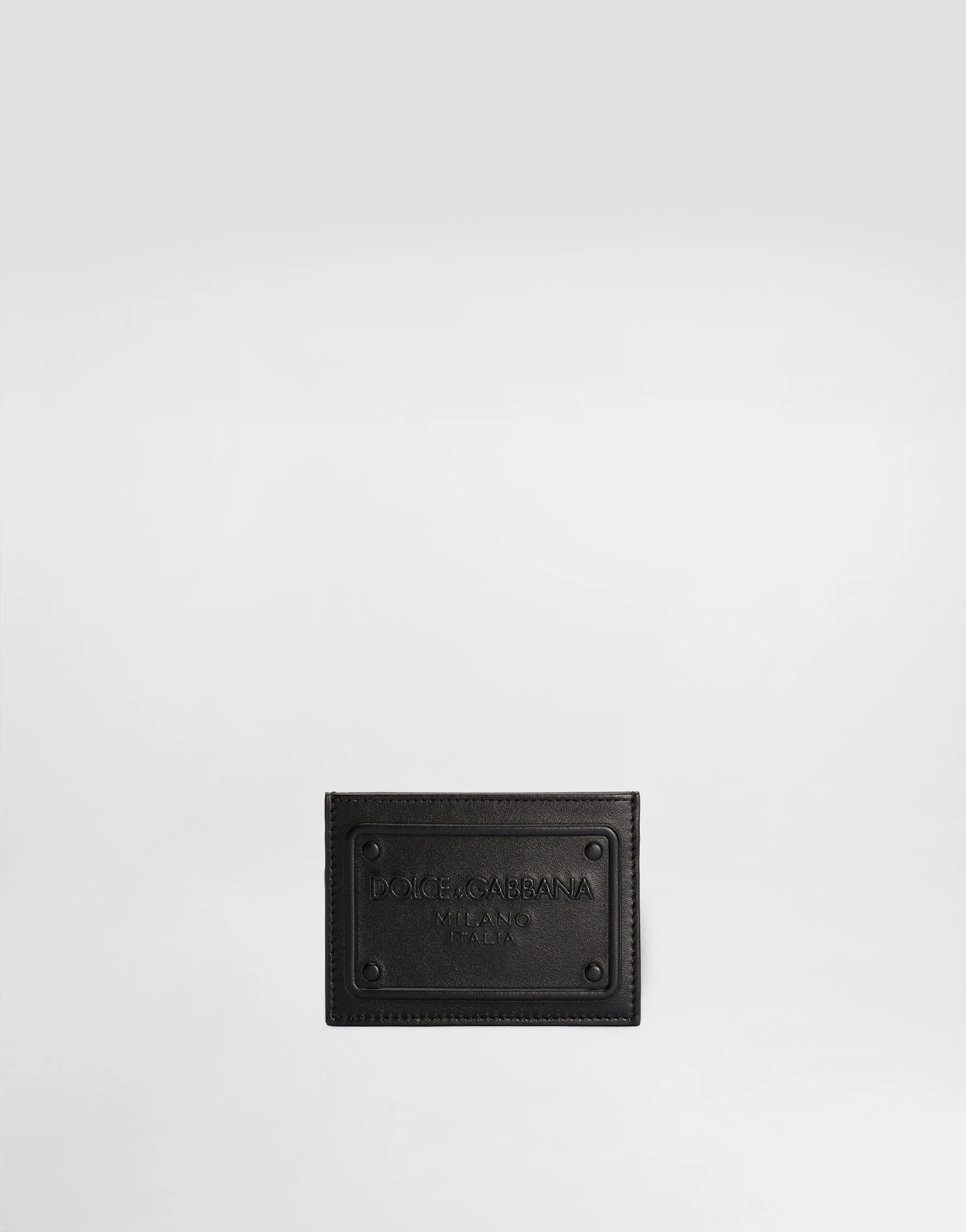 Calfskin card holder with raised logo - 1