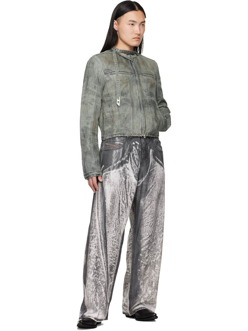 Diesel Gray Cotton-Hemp Satin Denim Jacket outlook