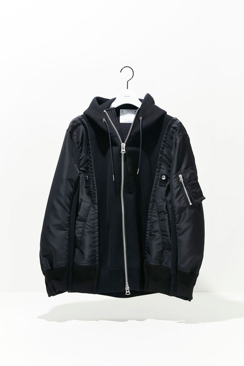sacai Nylon Twill x Sponge Sweat Hoodie outlook