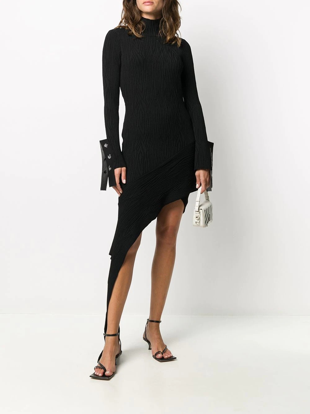 draped asymmetric knitted dress - 2