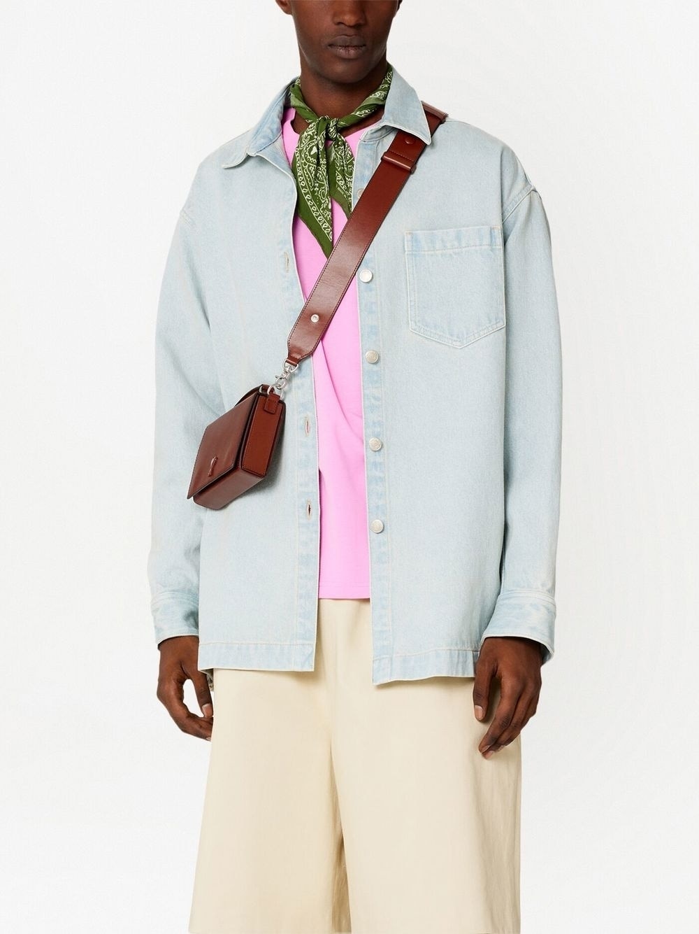 logo-print denim overshirt - 4