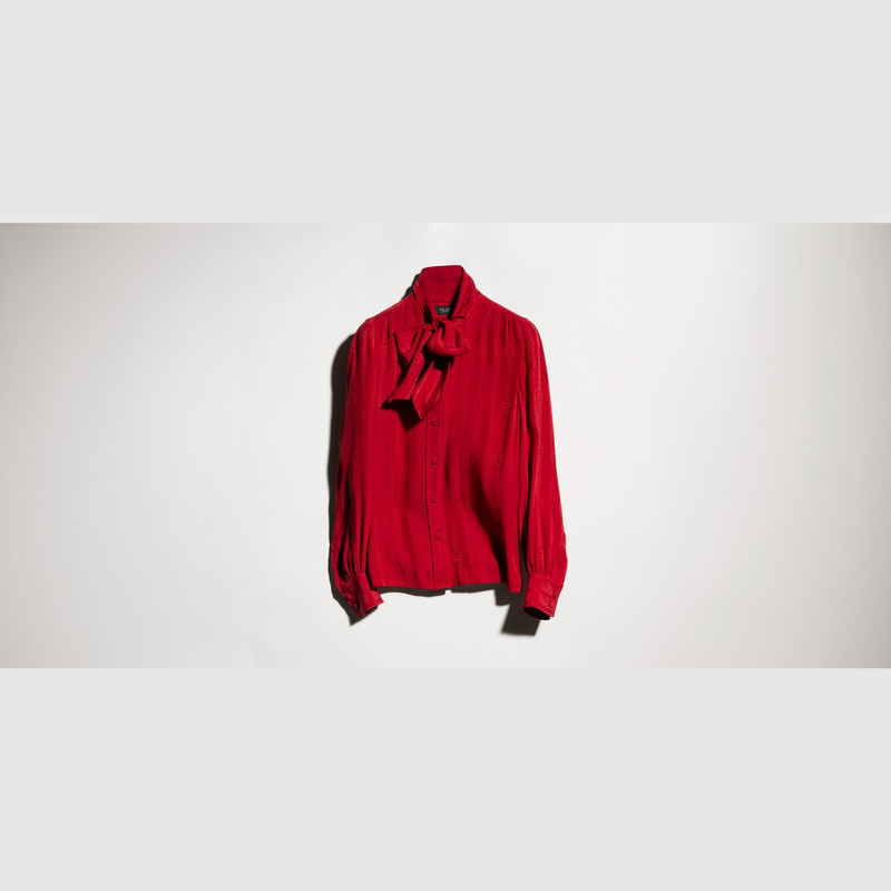 GUCCI Interlocking G chain silk jacquard shirt outlook