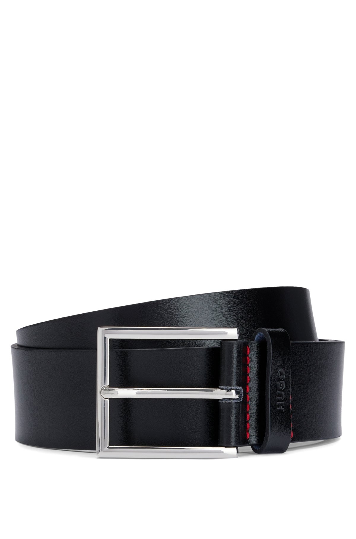 LEATHER BELT WITH LOGO-STAMPED KEEPER - 1