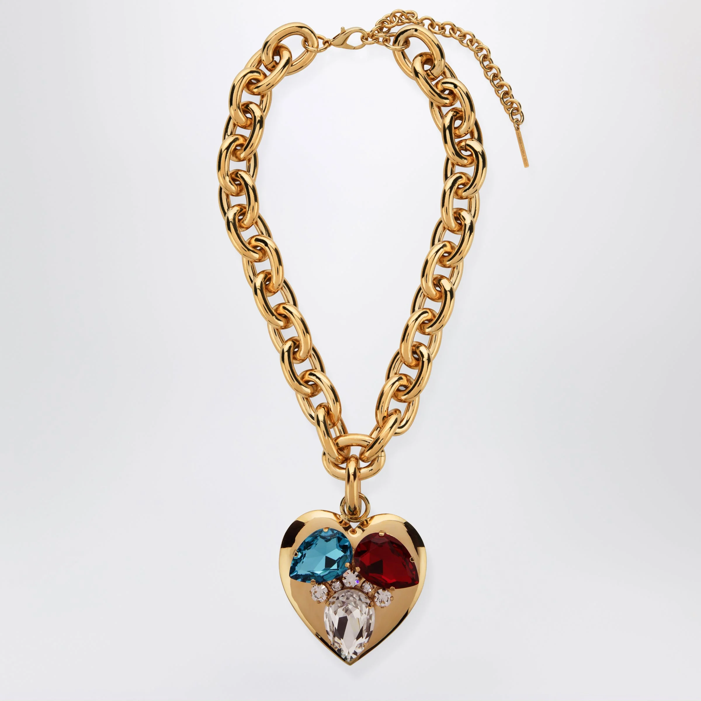 Gold-tone chain necklace with heart pendant - 1