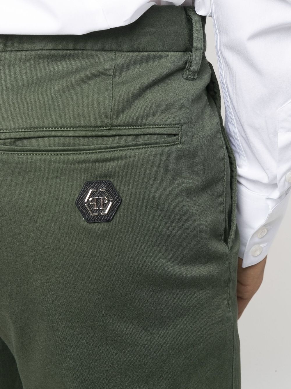 Hexagon patch slim-fit chinos - 5