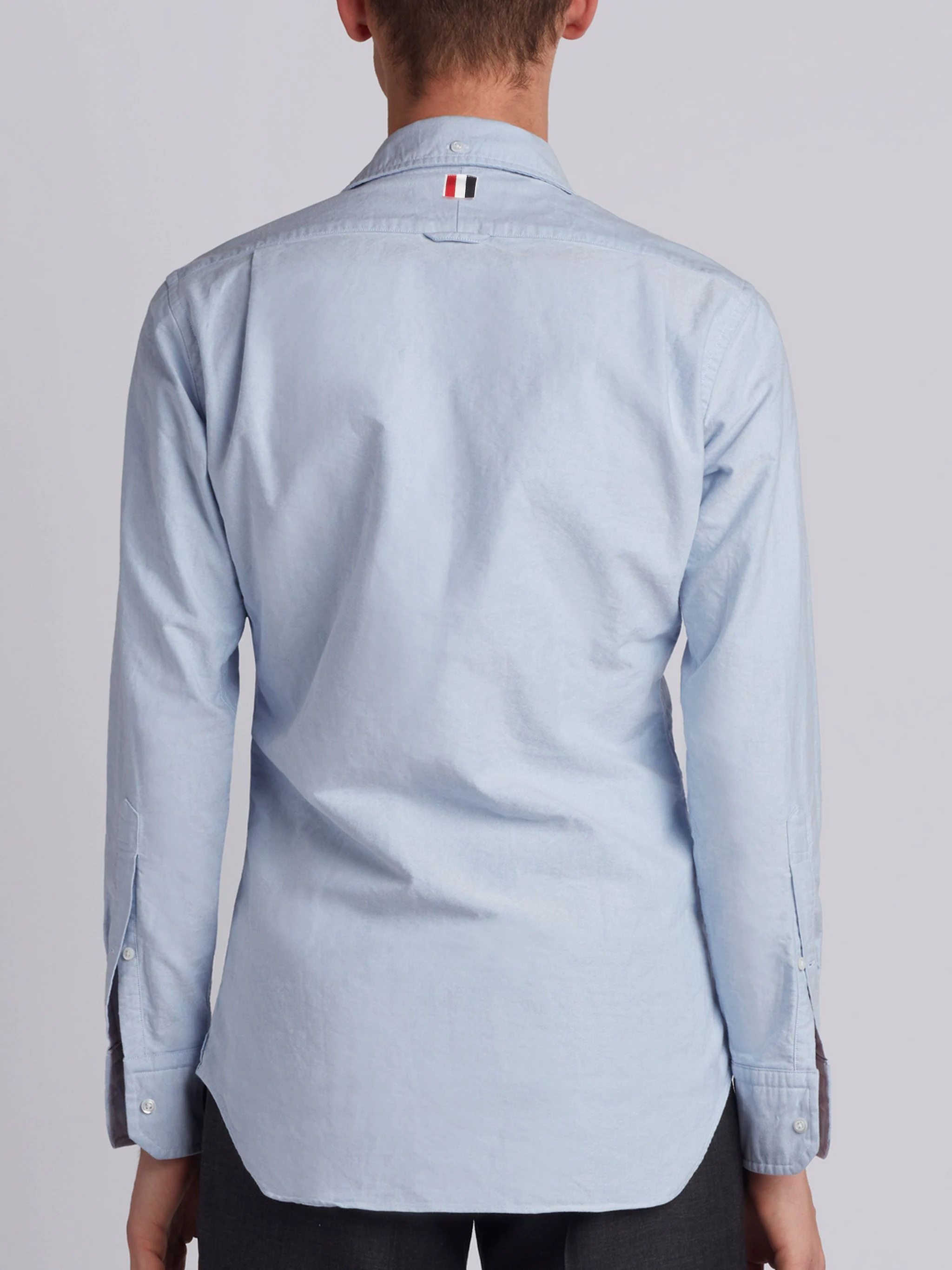 Light Blue Cotton Oxford Grosgrain Placket Shirt - 3