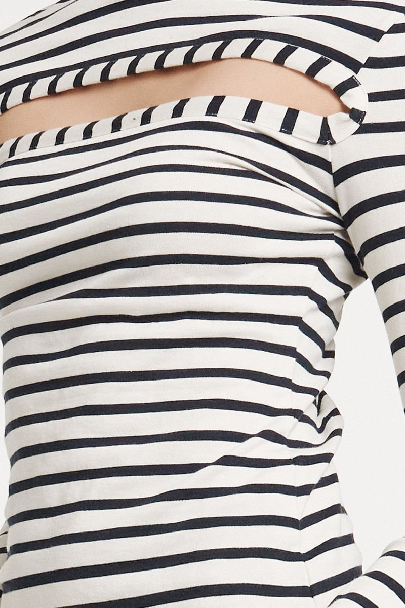 STRIPED FITTED TOP WITH FRONT CUTOUT STRIPED NAVY WHITE 5