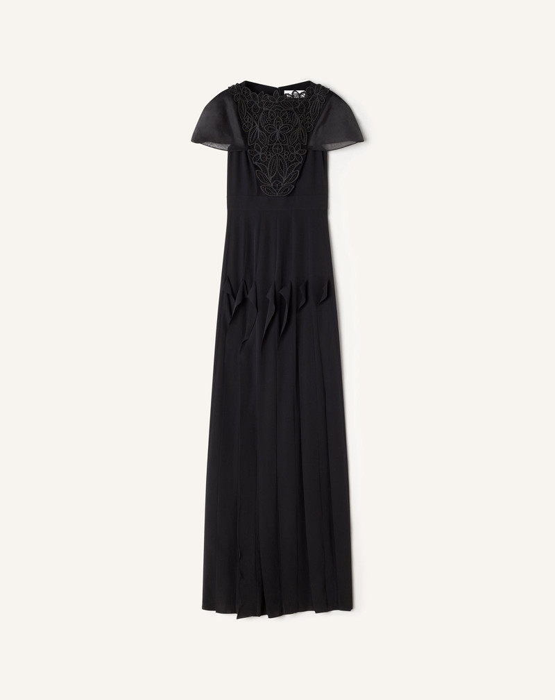 EMBROIDERED BIB DRESS IN SILK GEORGETTE 1