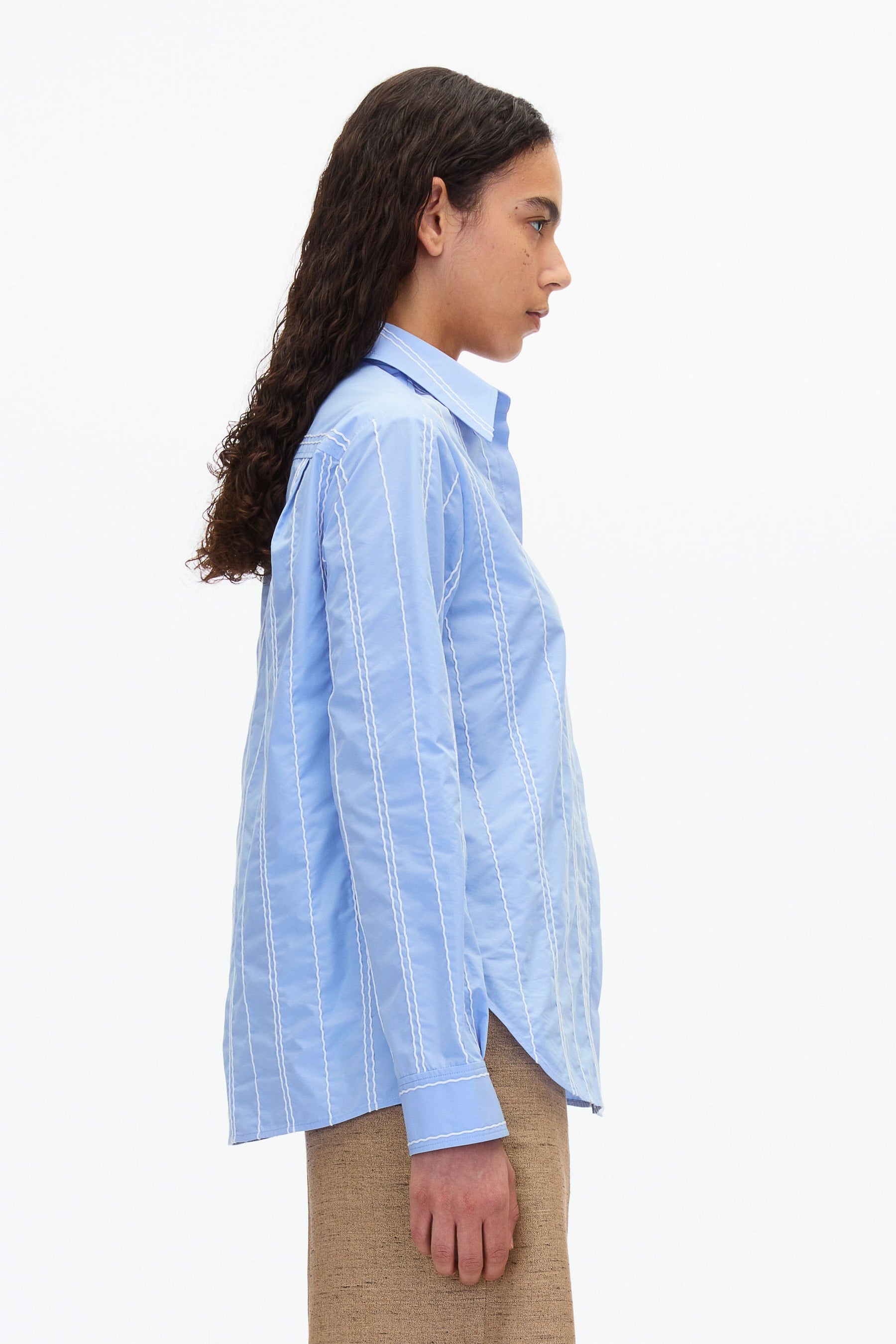 Relax Fit Poplin Shirt with Wave Embroidery - 3