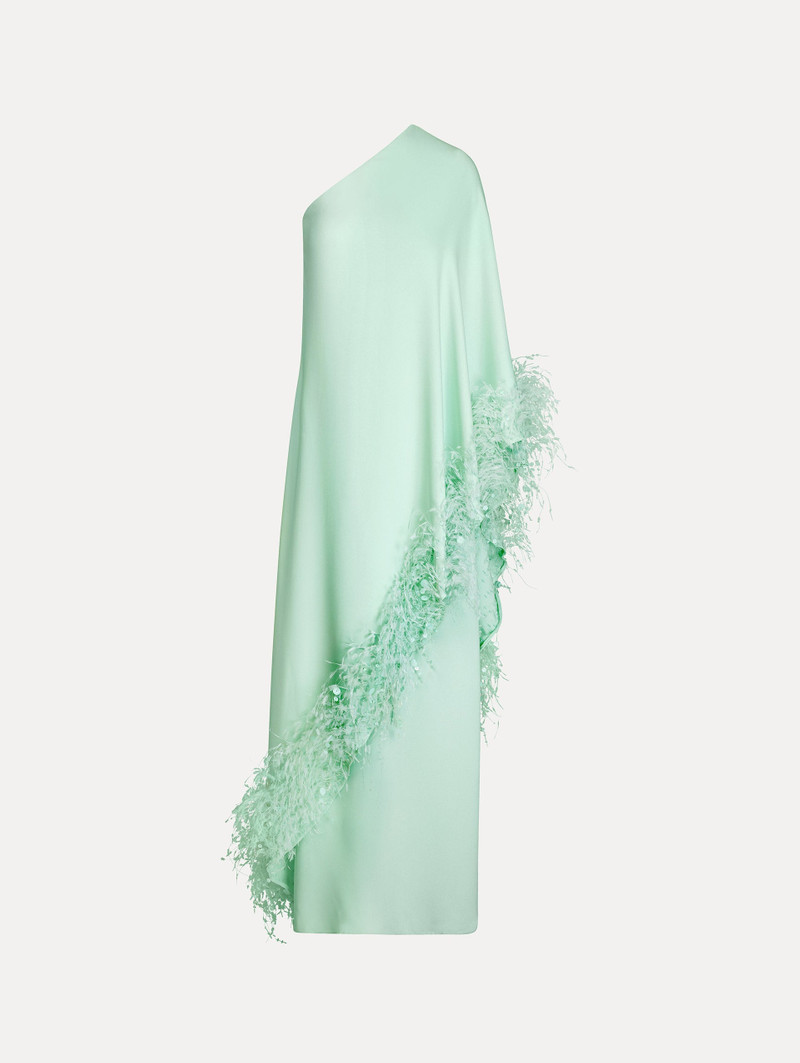 POINT D’ESPRIT FEATHER EMBROIDERED CAFTAN 1