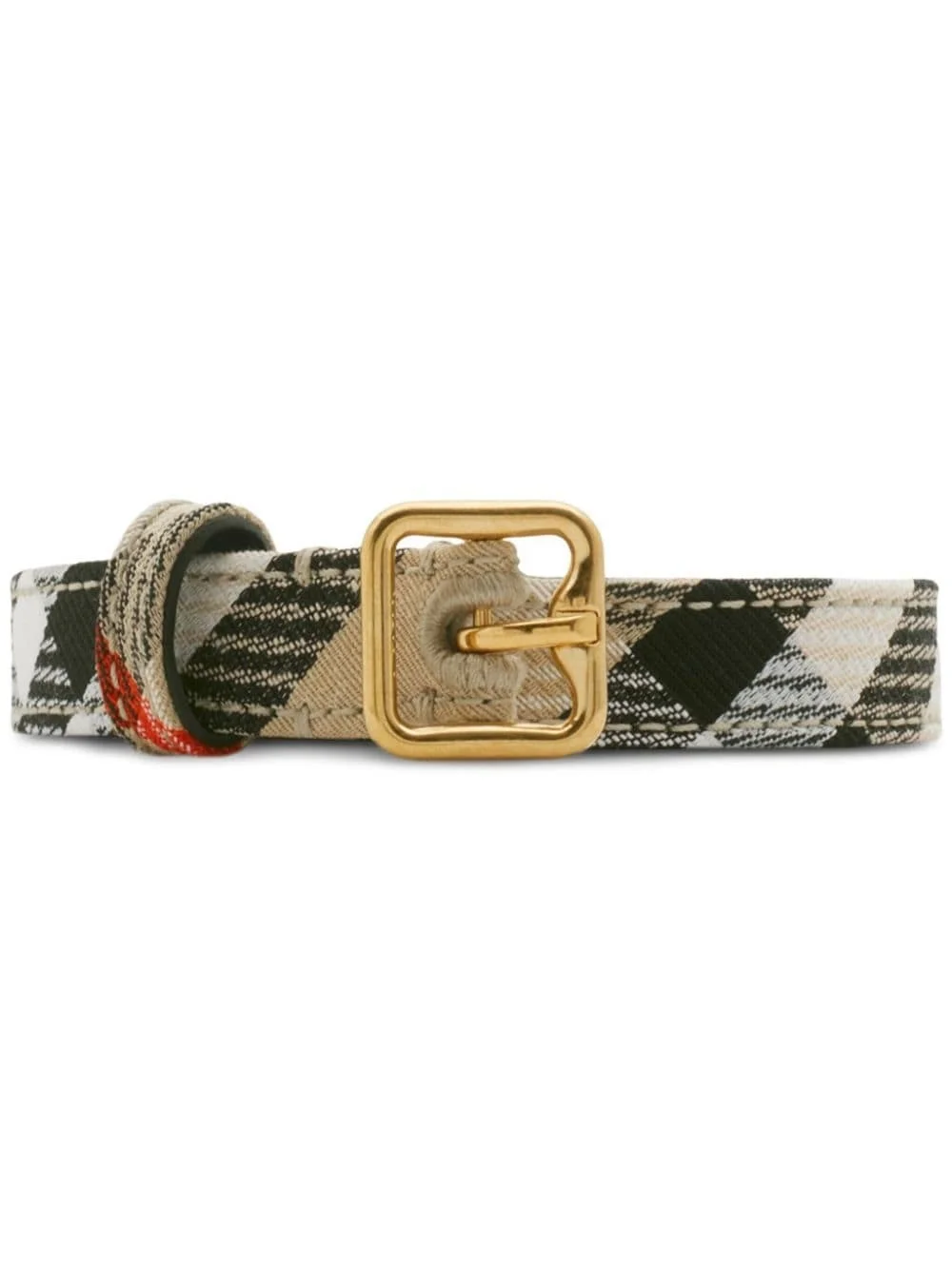 checkered B-buckle belt - 1