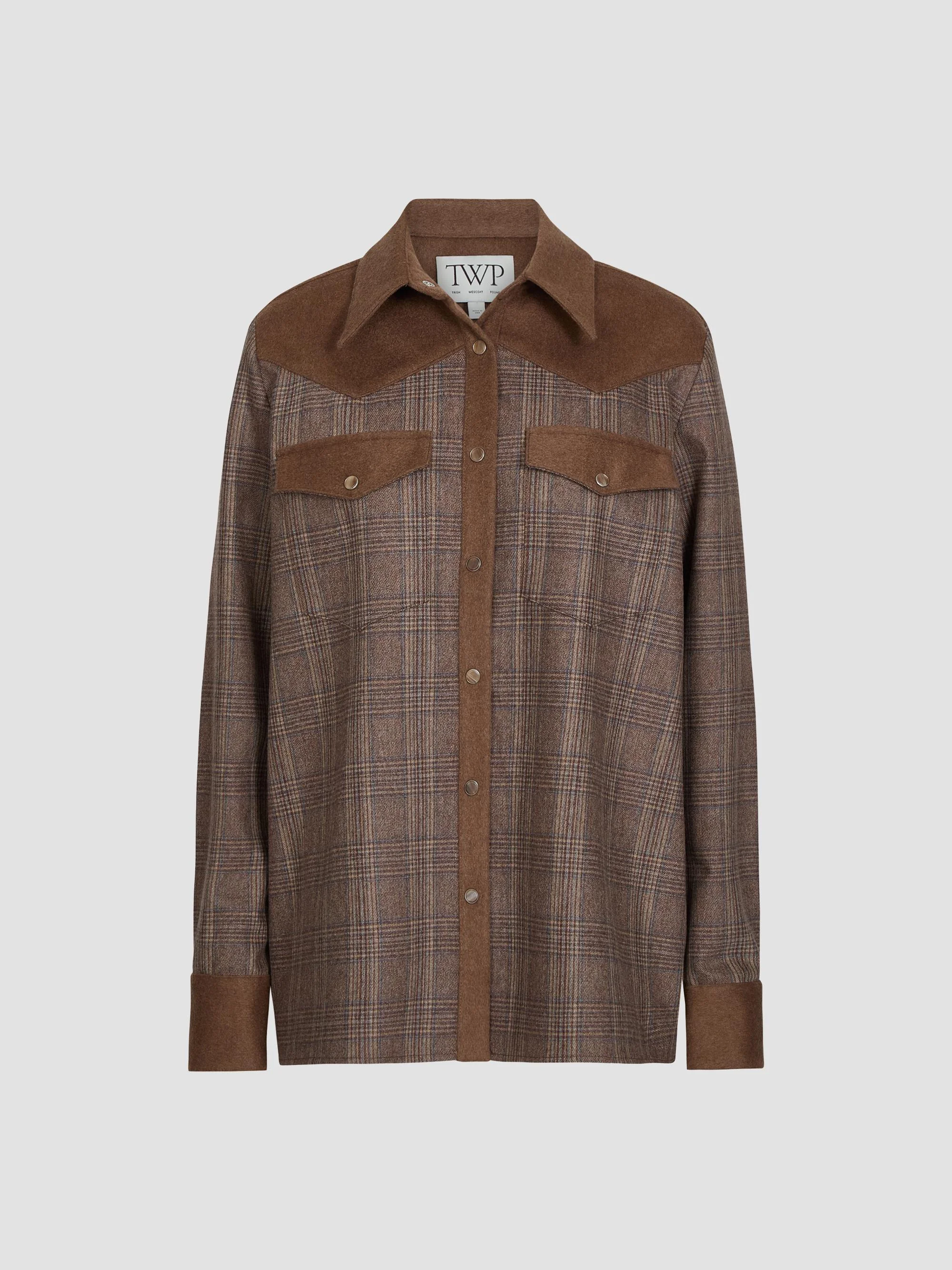 Women's Lone Rider Glen Check Wool-Blend Shirt - Brown Multi Kelp - 1