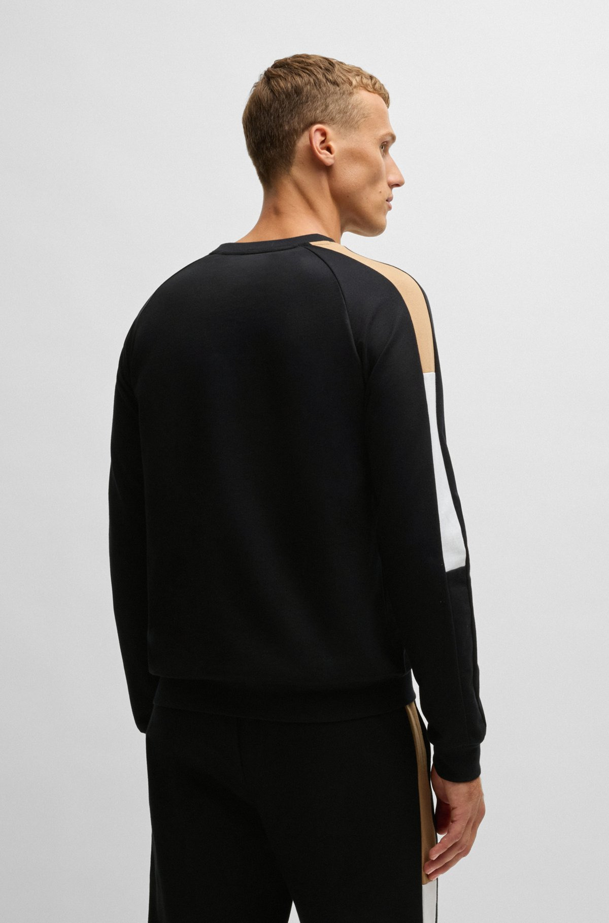 REGULAR-FIT SWEATSHIRT IN COTTON TERRY WITH CONTRAST PANELS - 4