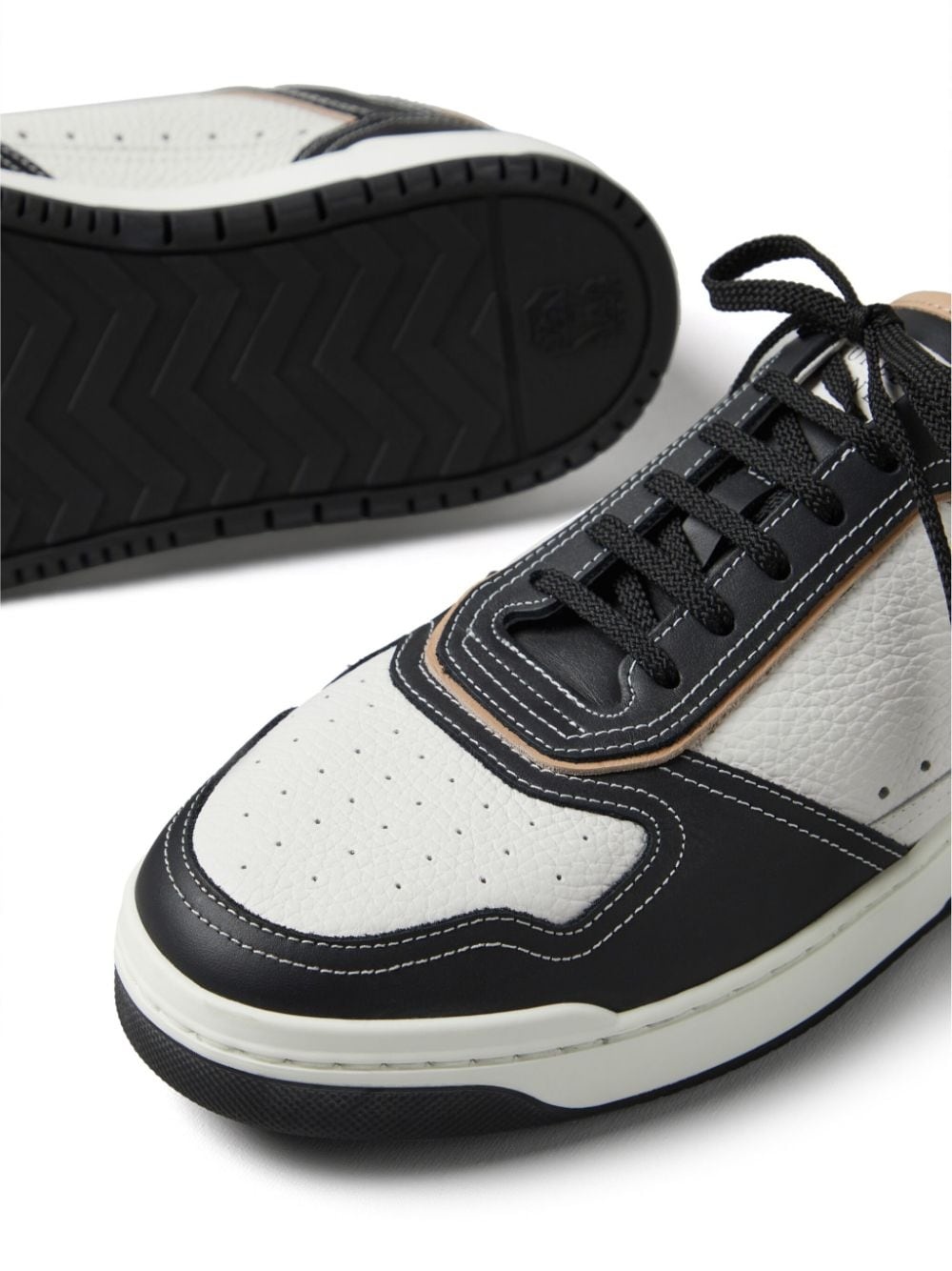 colour-block panelled leather sneakers - 4