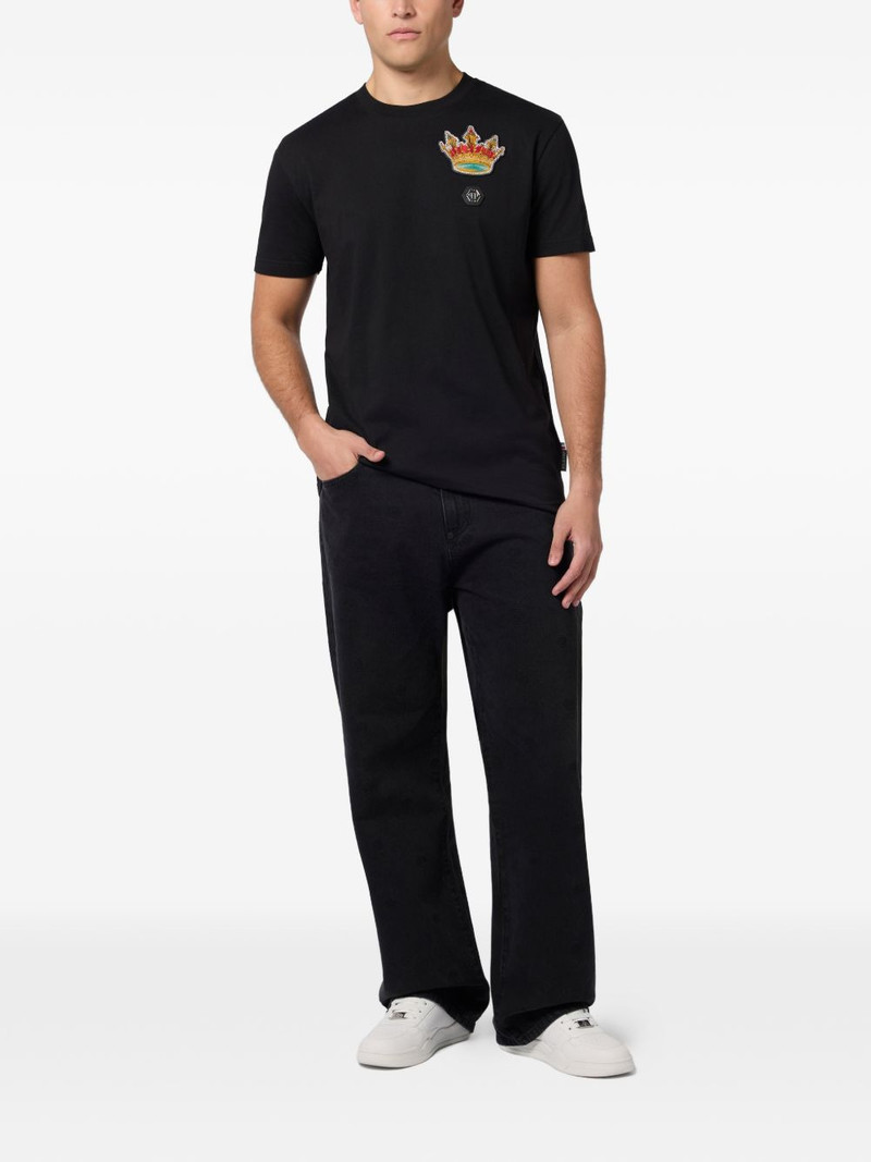 PHILIPP PLEIN embroidered crown crystal T-shirt outlook