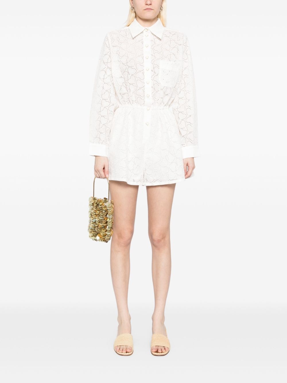 crush embroidered playsuit - 2