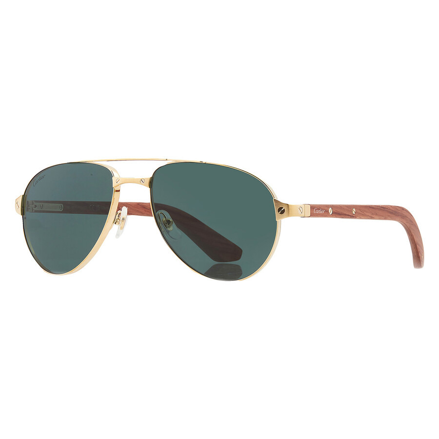Cartier Santos de Cartier Polarized Green Pilot Men's Sunglasses CT0495S 002 59 - 2