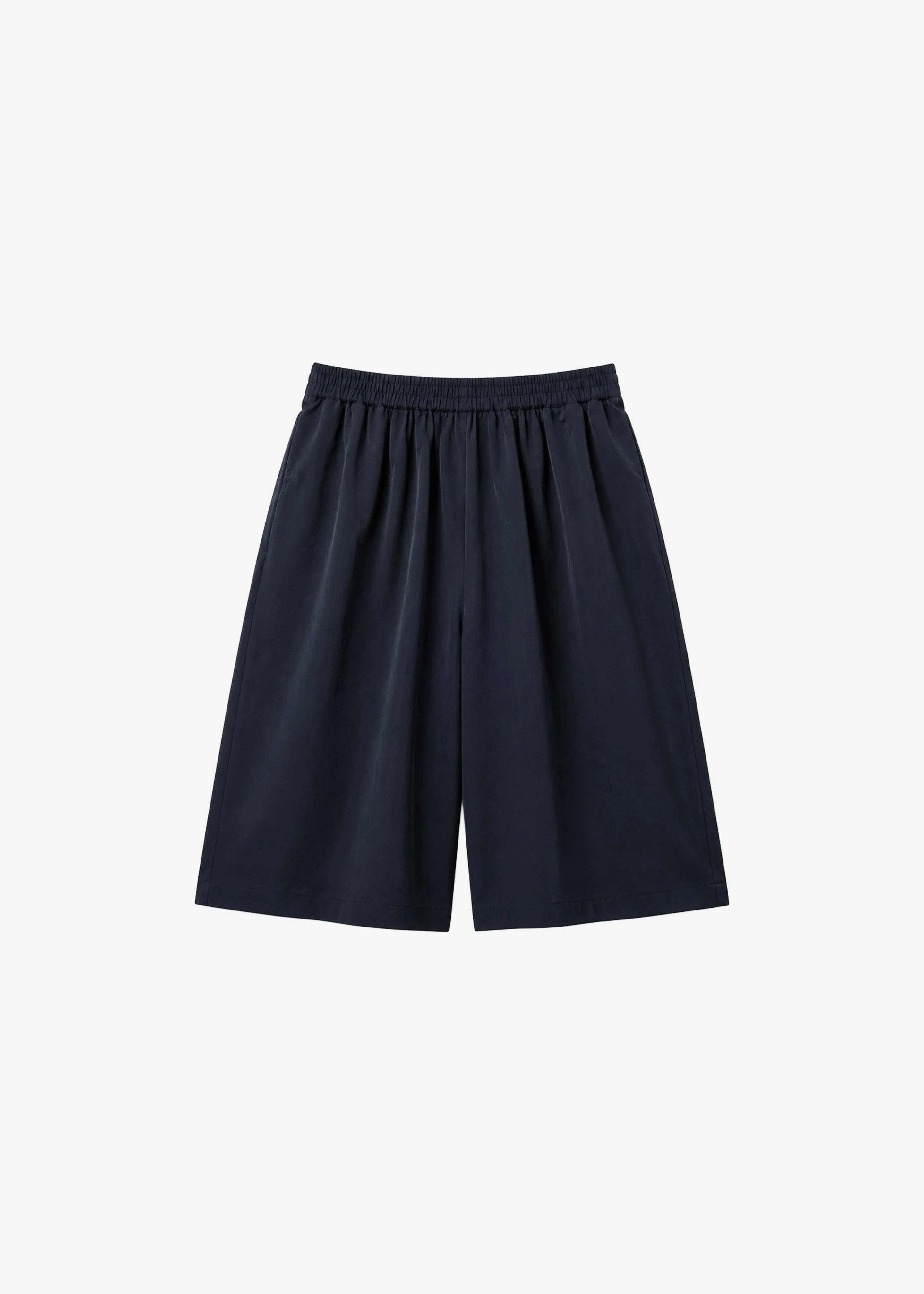 Olyne Satin Wide Bermuda Shorts - Black - 1