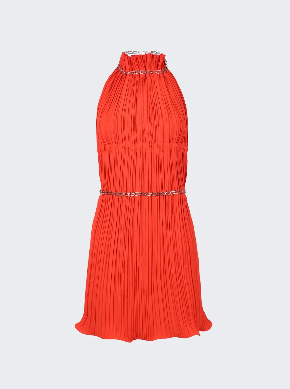Chain Pleat Halter Mini Dress Fuchsia And Vermilion - 1