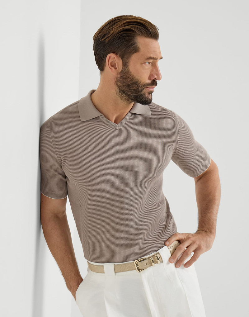 Cotton English rib knit polo 5