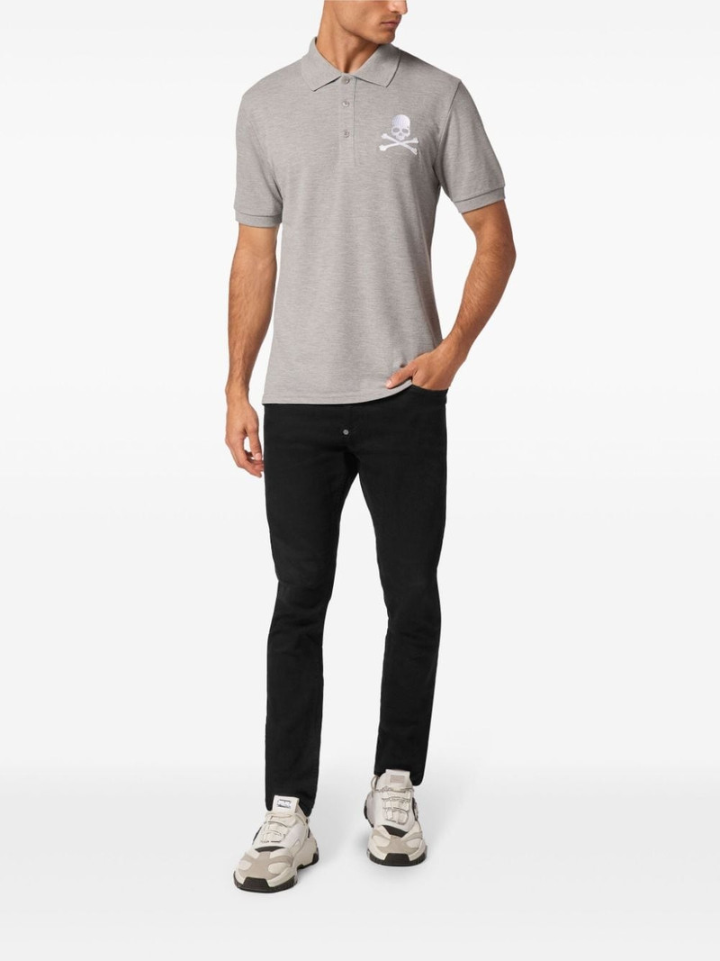 PHILIPP PLEIN skull-embroidered cotton polo shirt outlook