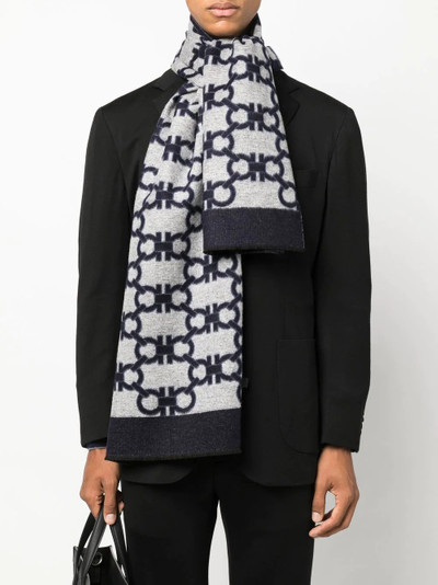 FERRAGAMO Gancini pattern knitted scarf outlook
