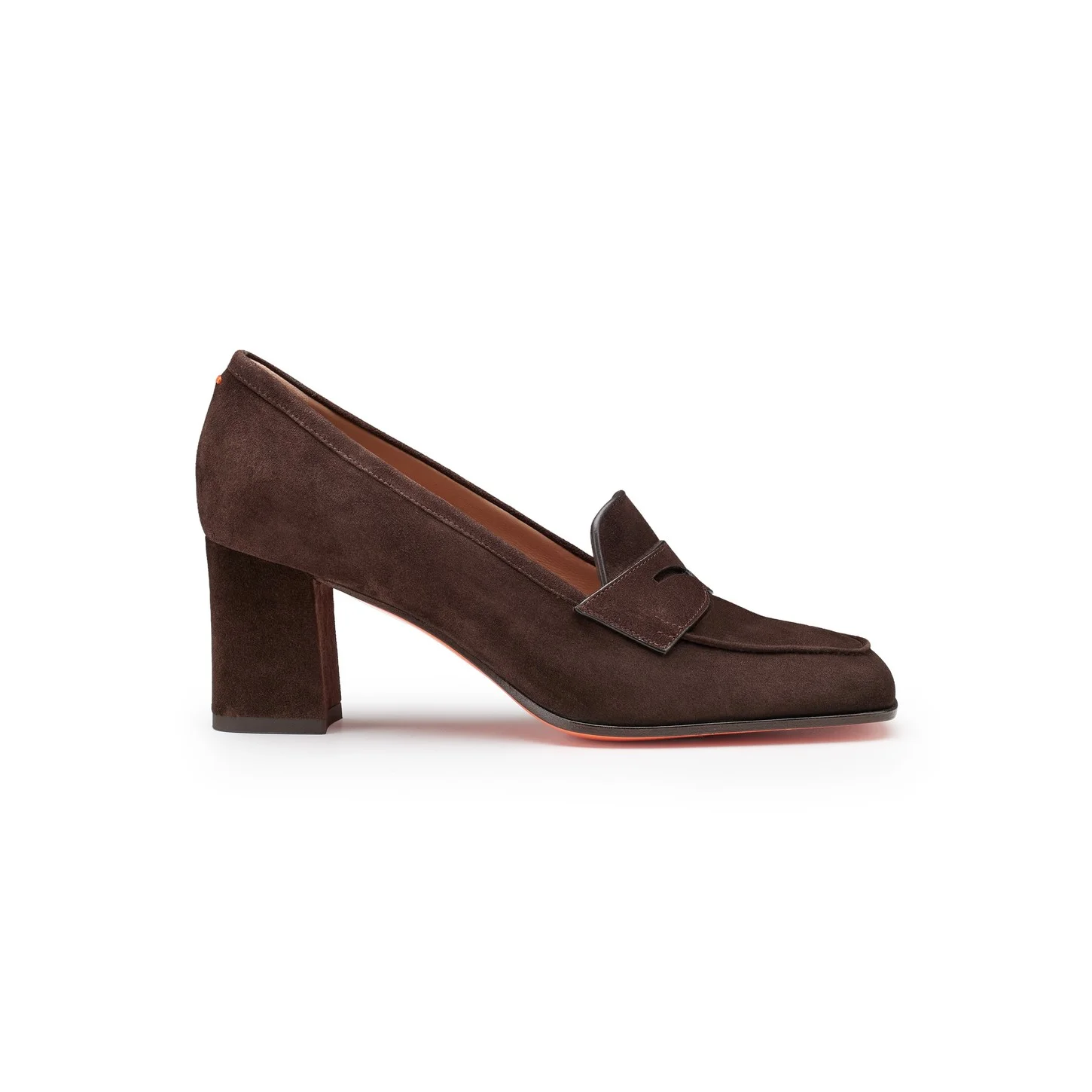 Women's dark brown suede high-heel pump - 1