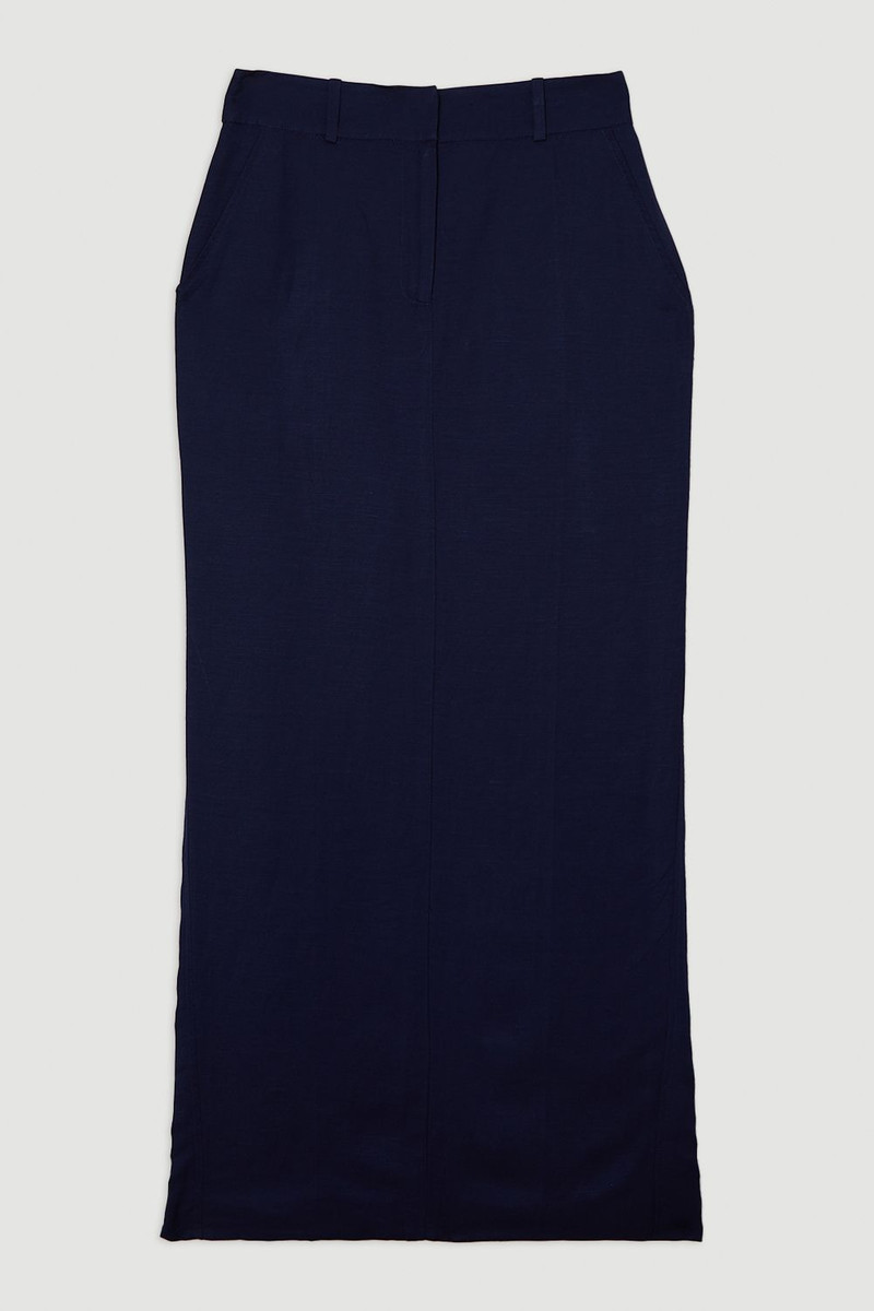 Petite Tailored Viscose Linen Pencil Maxi Skirt 1