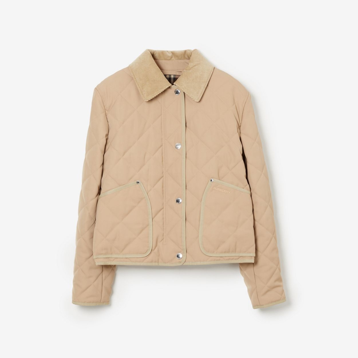 Burberry Corduroy Collar Diamond Quilted Cropped Barn Jacket | REVERSIBLE