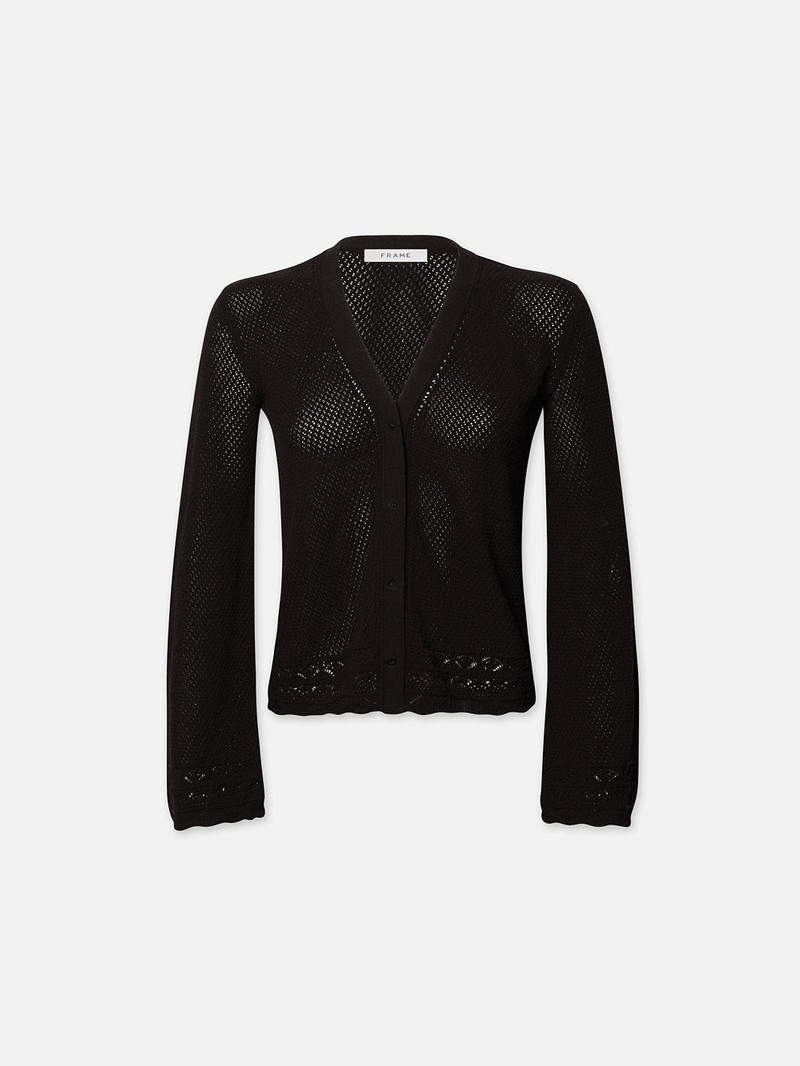 Pointelle Cardi in Black 1