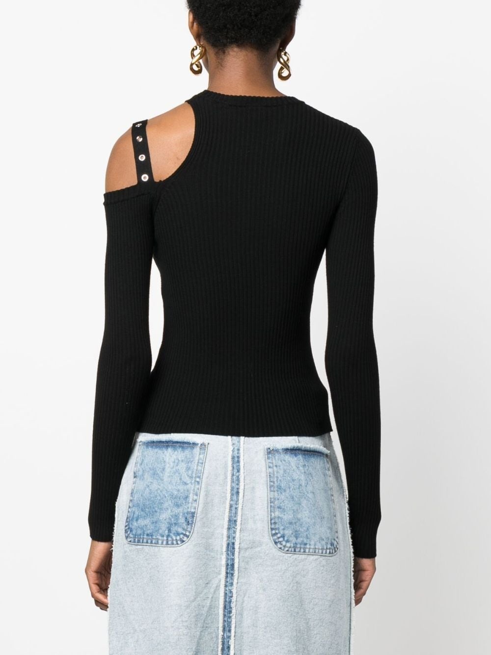 eyelet-embellished ribbed sweatshirt - 4