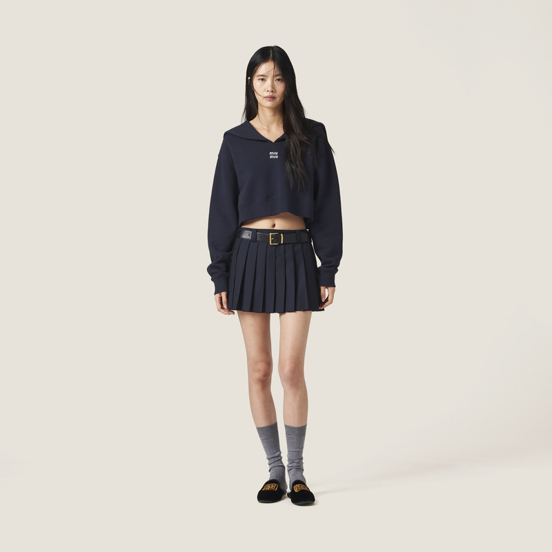 Miu Miu Cotton fleece sweatshirt with embroidered logo outlook