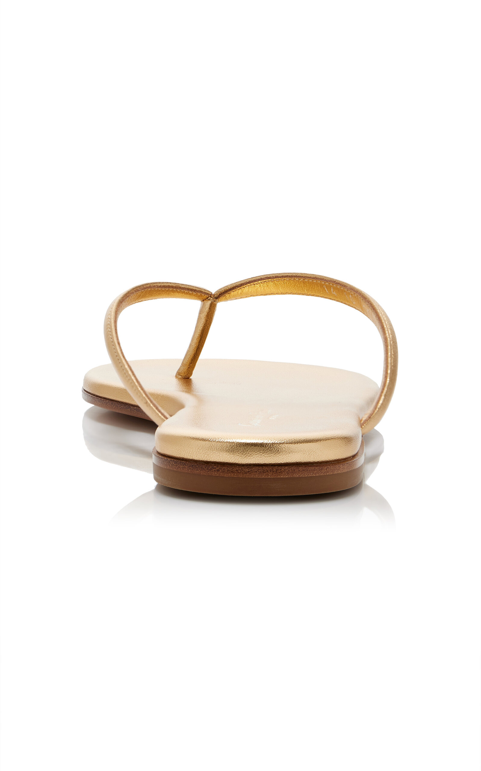 Calypso Metallic Leather Thong Sandals gold - 5