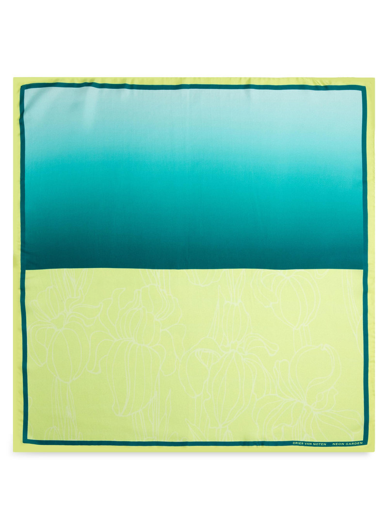 Women's Neon Garden Silk Foulard Scarf - Neon Garden 1