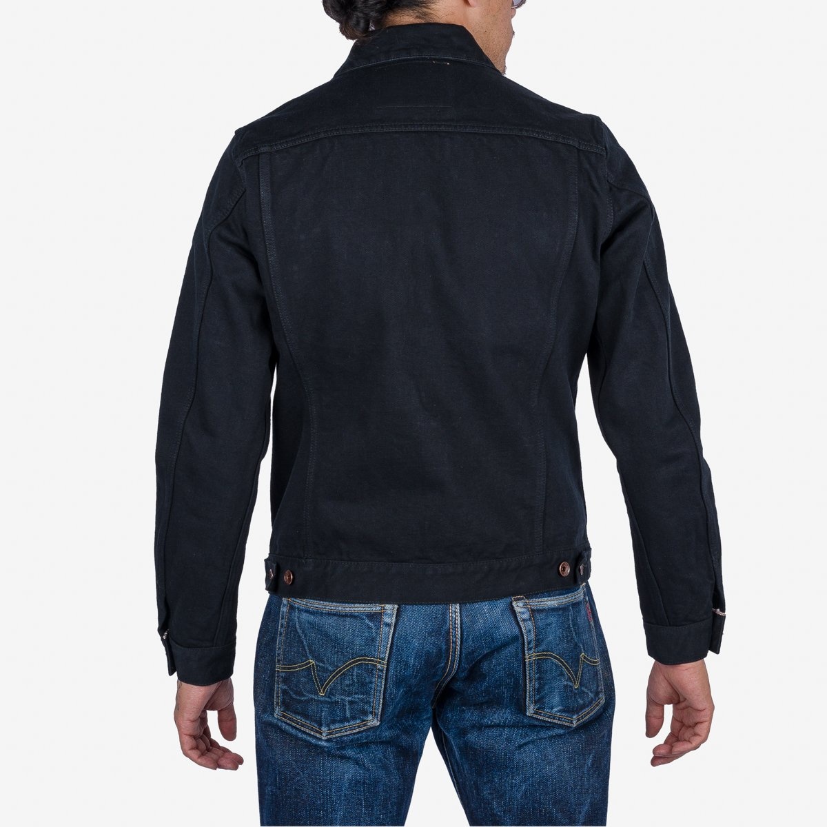 IHJ-132-BLK 14oz Selvedge Modified Type III Jacket - Superblack - 3