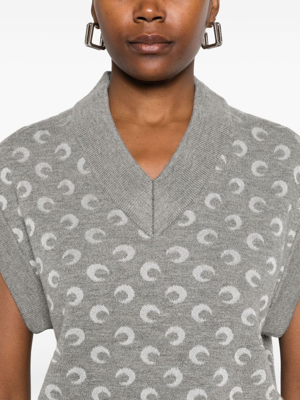 moon-jacquard V-neck vest - 5