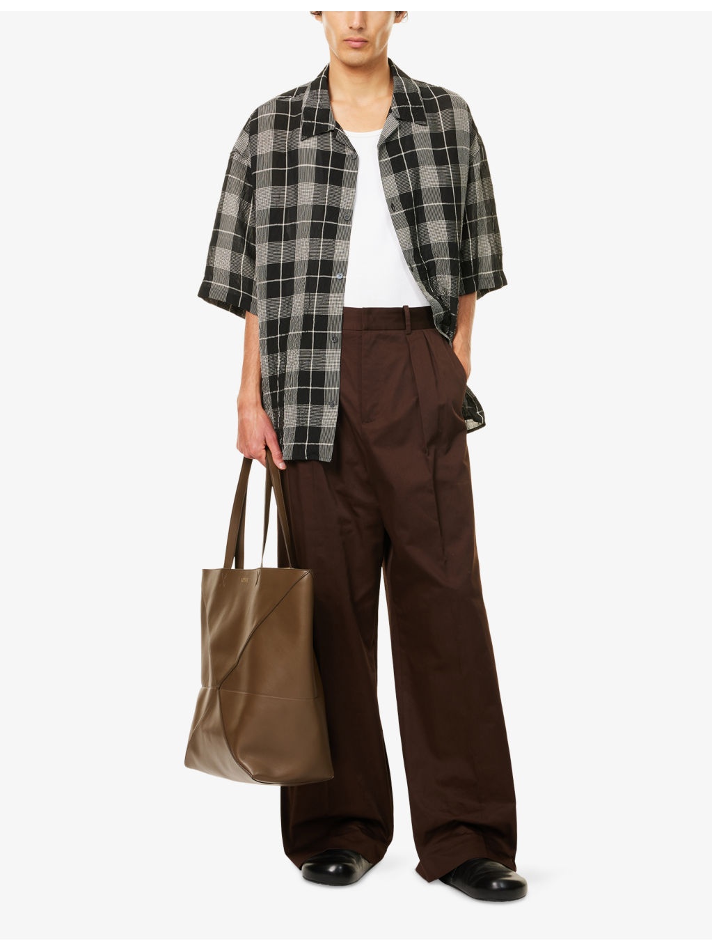 Check-Print Short-Sleeves Woven Shirt - 2