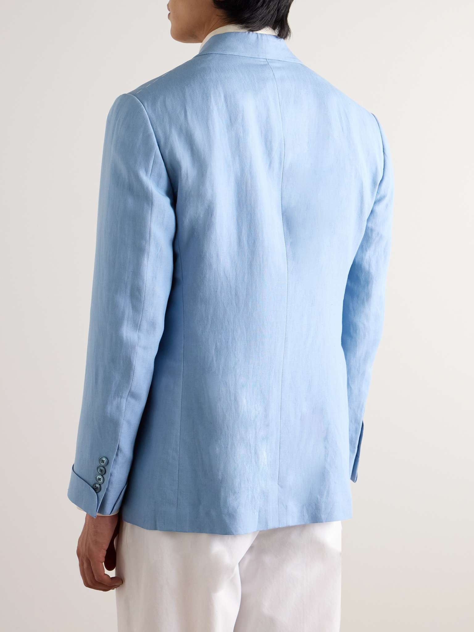 Kent Double-Breasted Silk and Linen-Blend Suit Jacket - 4