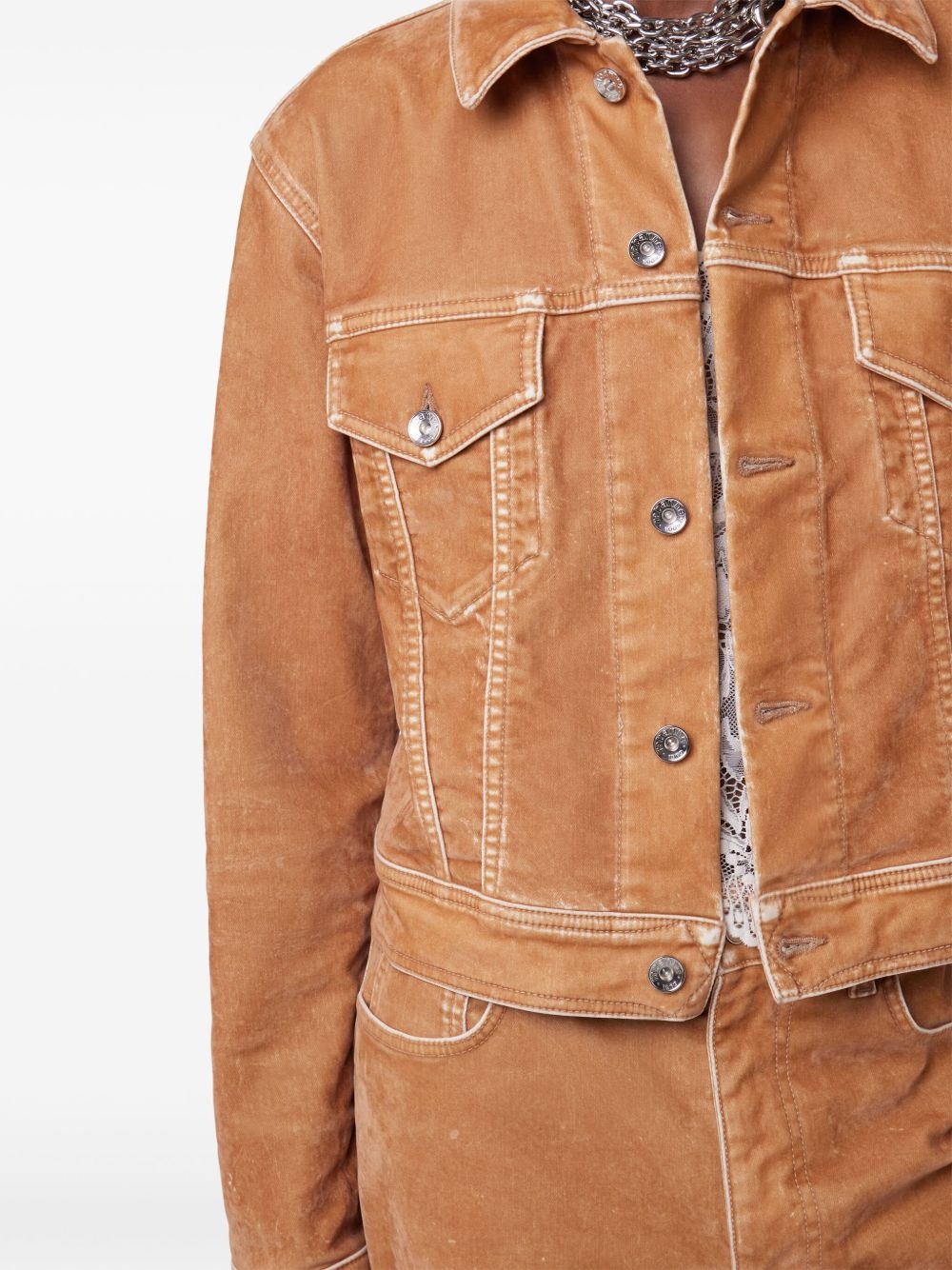 contrast-stitching jacket - 5