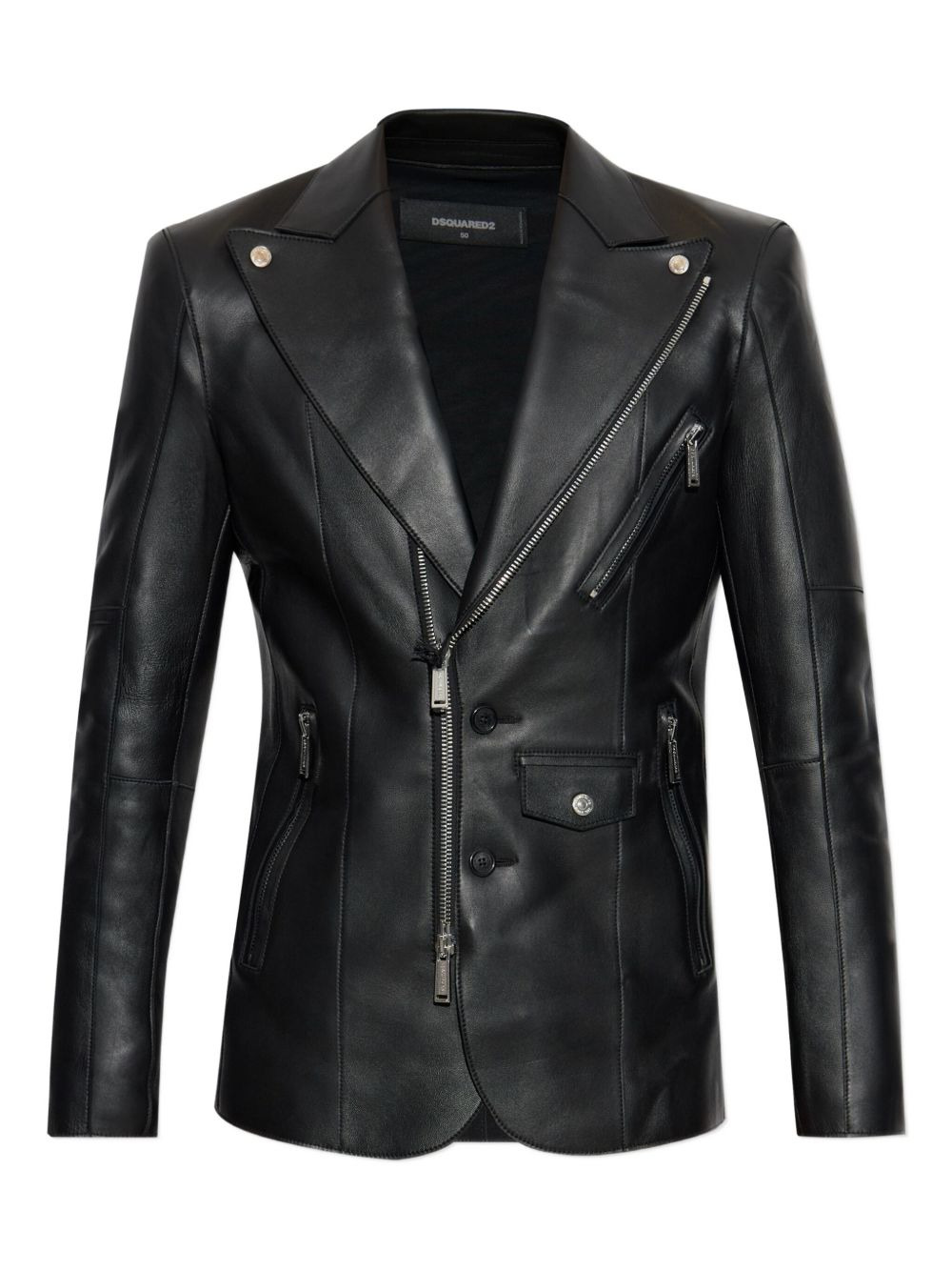 single-breasted leather blazer - 1