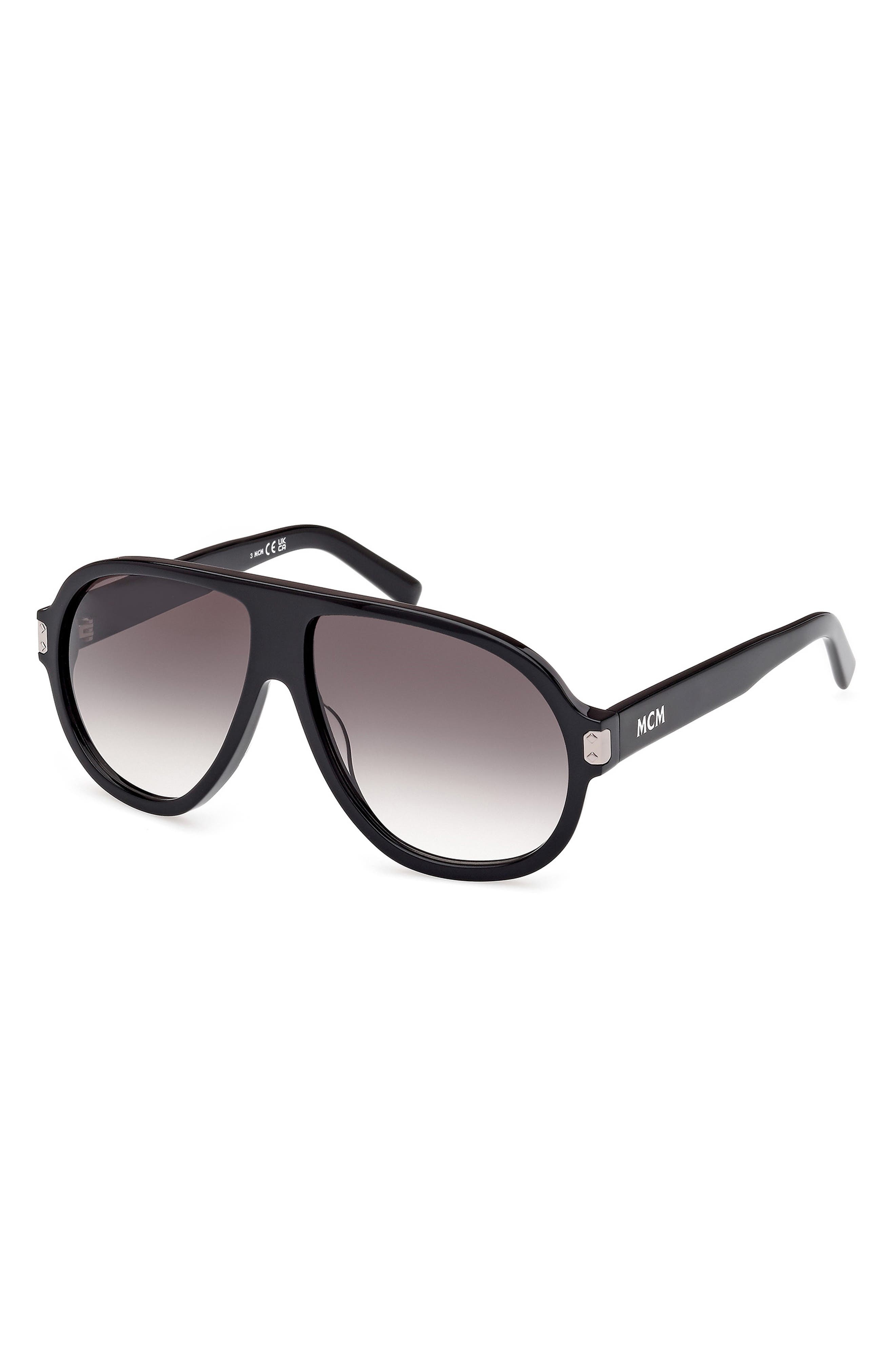 MCM 59mm Pilot Sunglasses in Shiny Black /Gradient Smoke at Nordstrom - 2