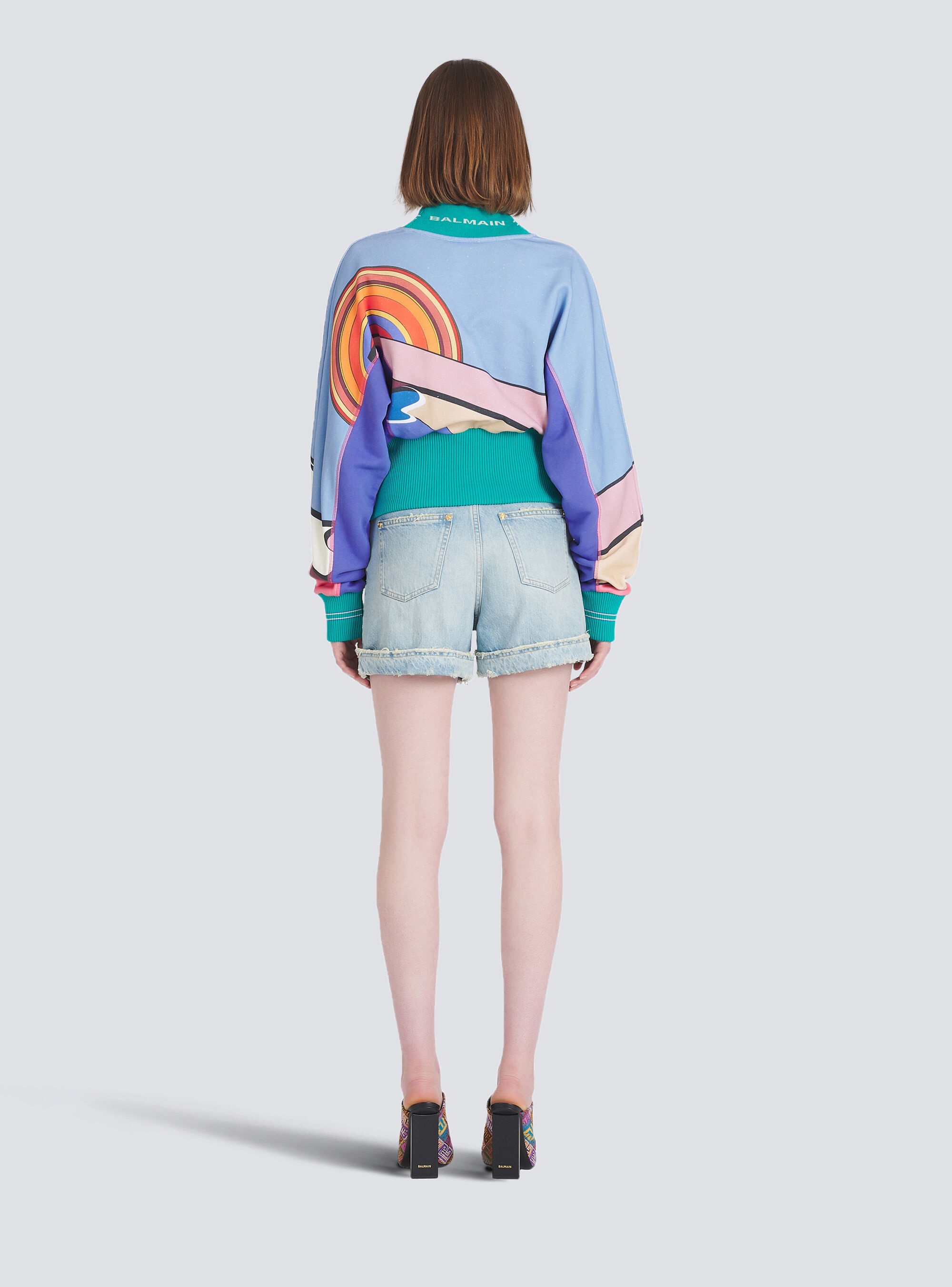 Eco-designed denim high-waisted shorts - 4