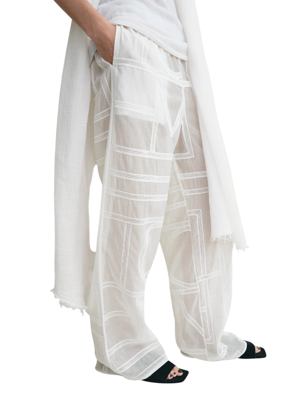 Toteme Women Monogram Crochet Pants In White - 4