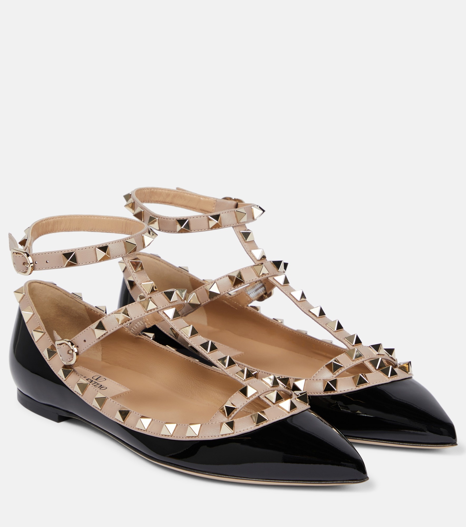 Rockstud leather ballet flats - 1