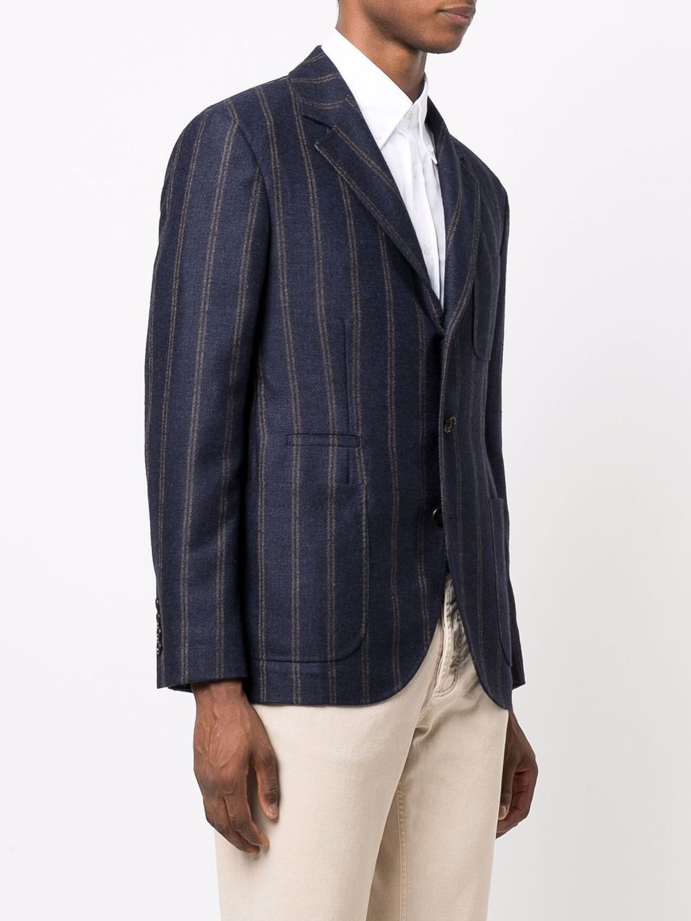 stripe-pattern single-breasted blazer - 3