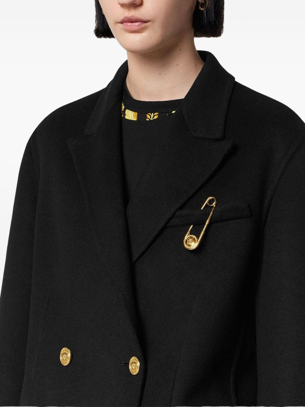 safety-pin double-breasted coat - 5